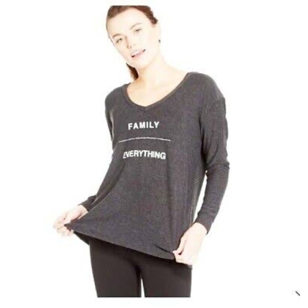 Good HYOUman Blue Slub Family Everything Soft Light Sweatshirt Women’s M/L